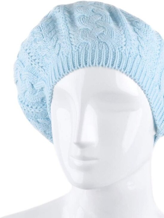 Women\'s Crochet Knitted Style Beanie Slouchy Hat Light Blue